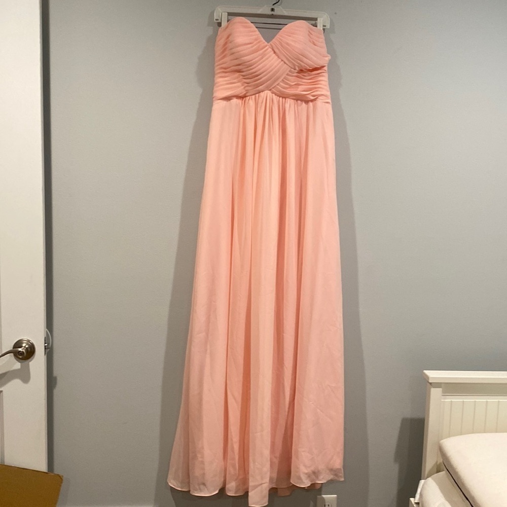Dress Tells Light Pink Maxi Strapless Bridesmaid/Prom Dress - Size 8/10?
